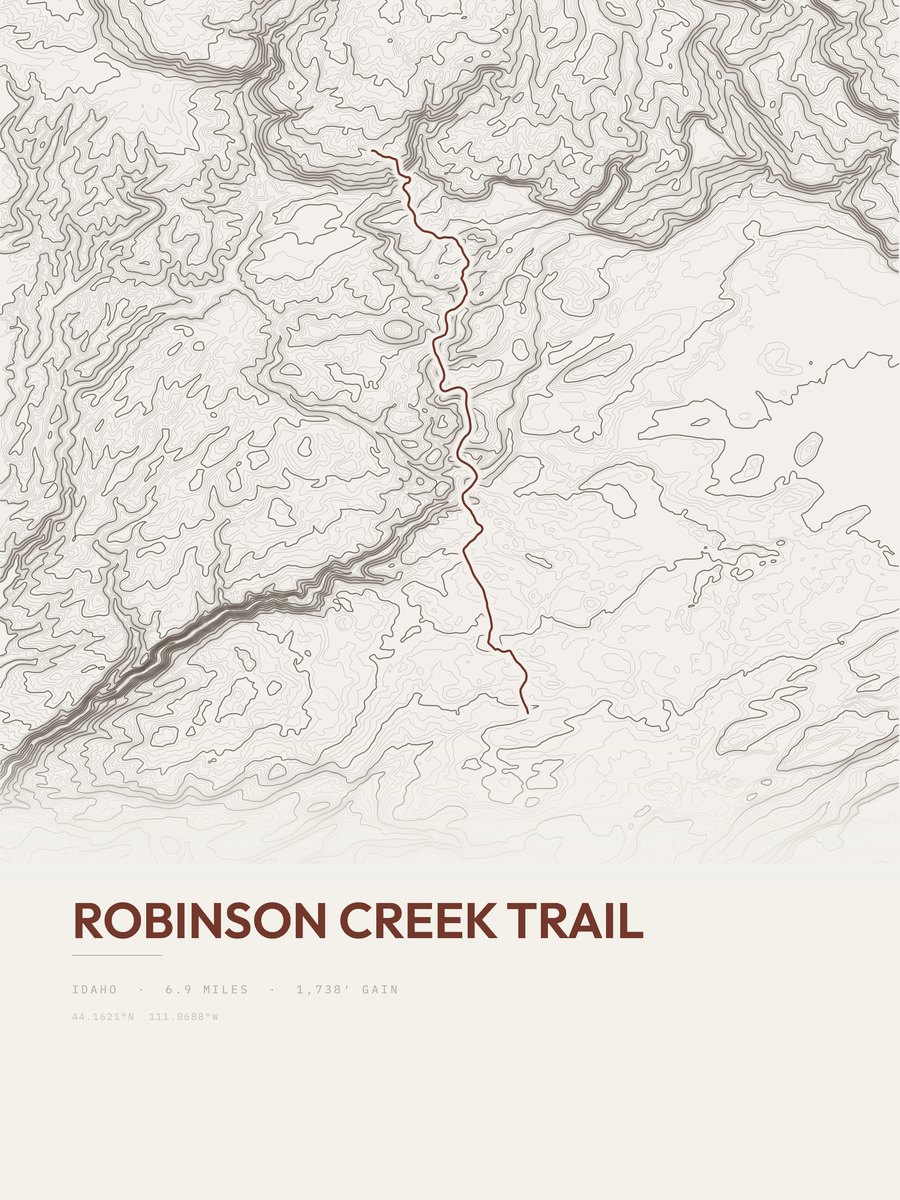 Robinson Creek Trail topographic trail print
