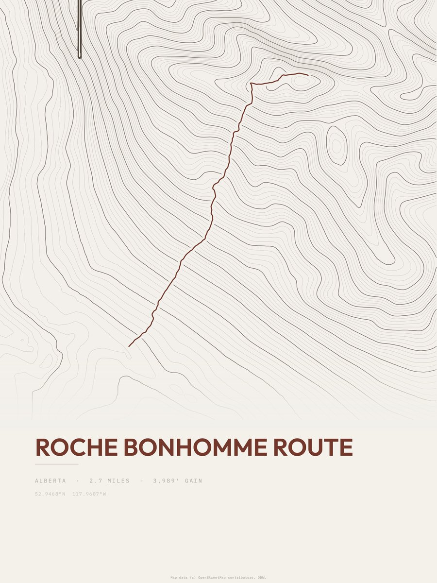 Roche Bonhomme Route topographic trail print