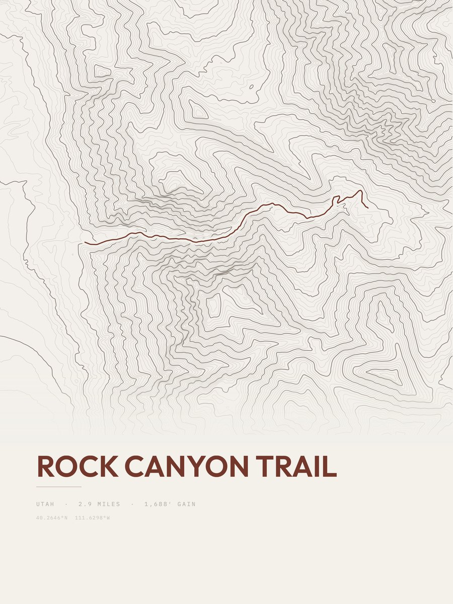Rock Canyon Trail topographic trail print
