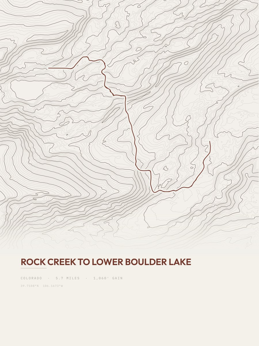 Rock Creek to Lower Boulder Lake Topographic print