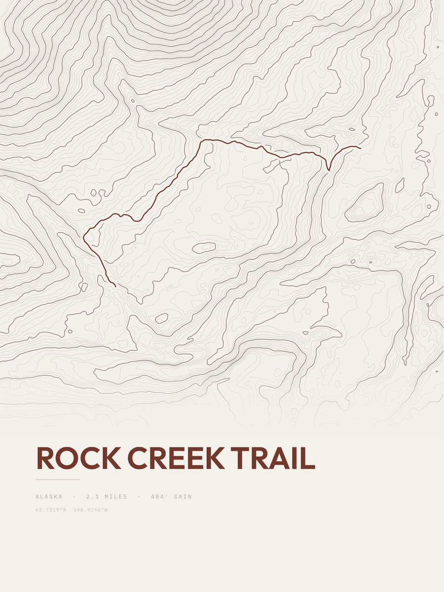 Rock Creek Trail topographic trail print