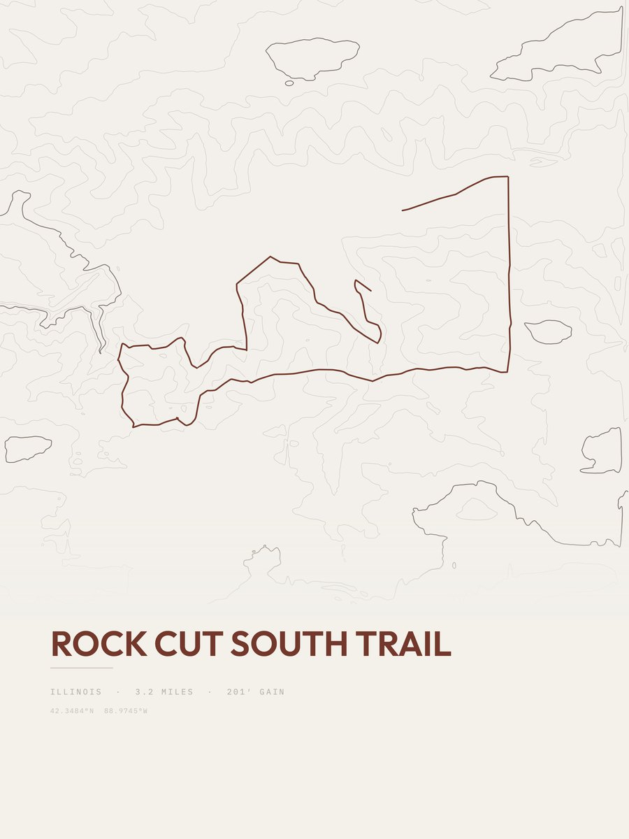 Rock Cut South Trail topographic trail print