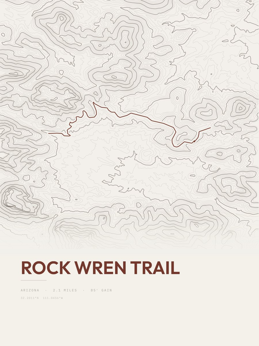Rock Wren Trail topographic trail print