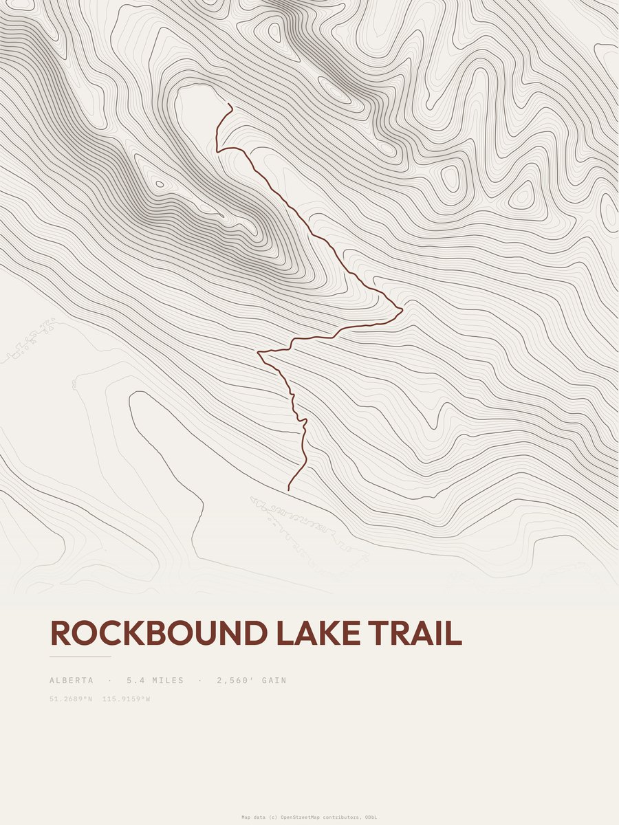 Rockbound Lake Trail Topographic print