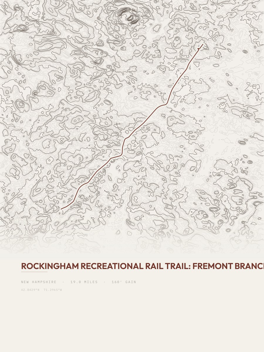 Rockingham Recreational Trail topographic trail print