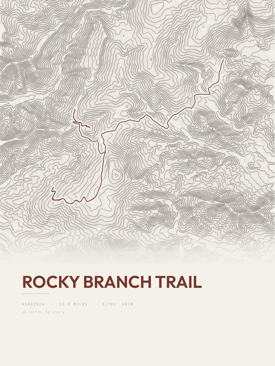 Rocky Branch Trail topographic trail print