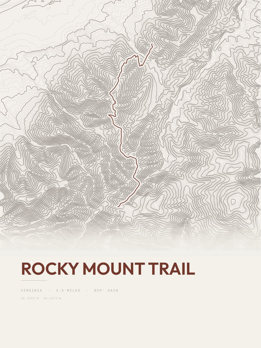 Rocky Mount Trail topographic trail print