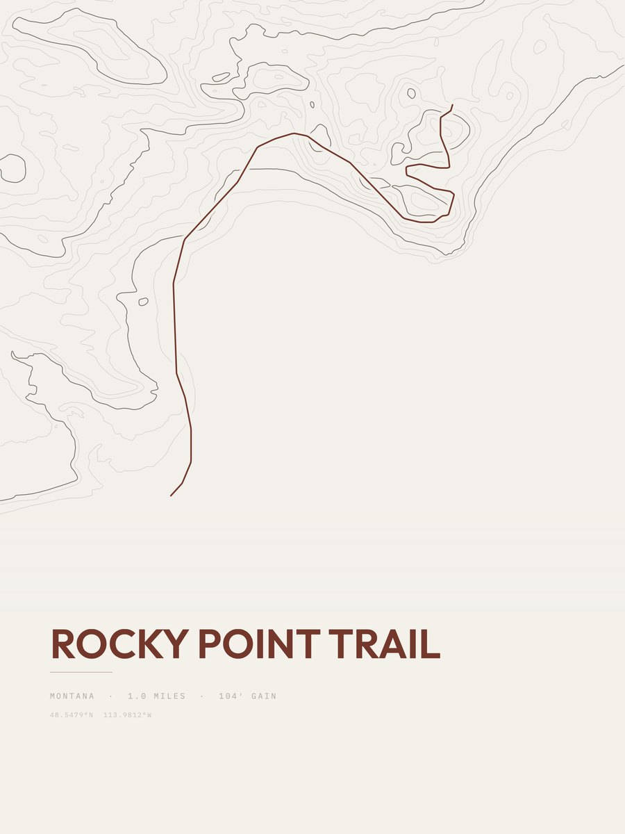 Rocky Point Trail topographic trail print