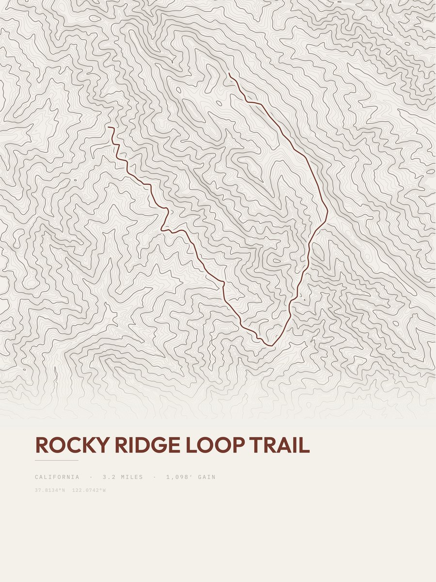 Rocky Ridge Loop Trail Topographic print