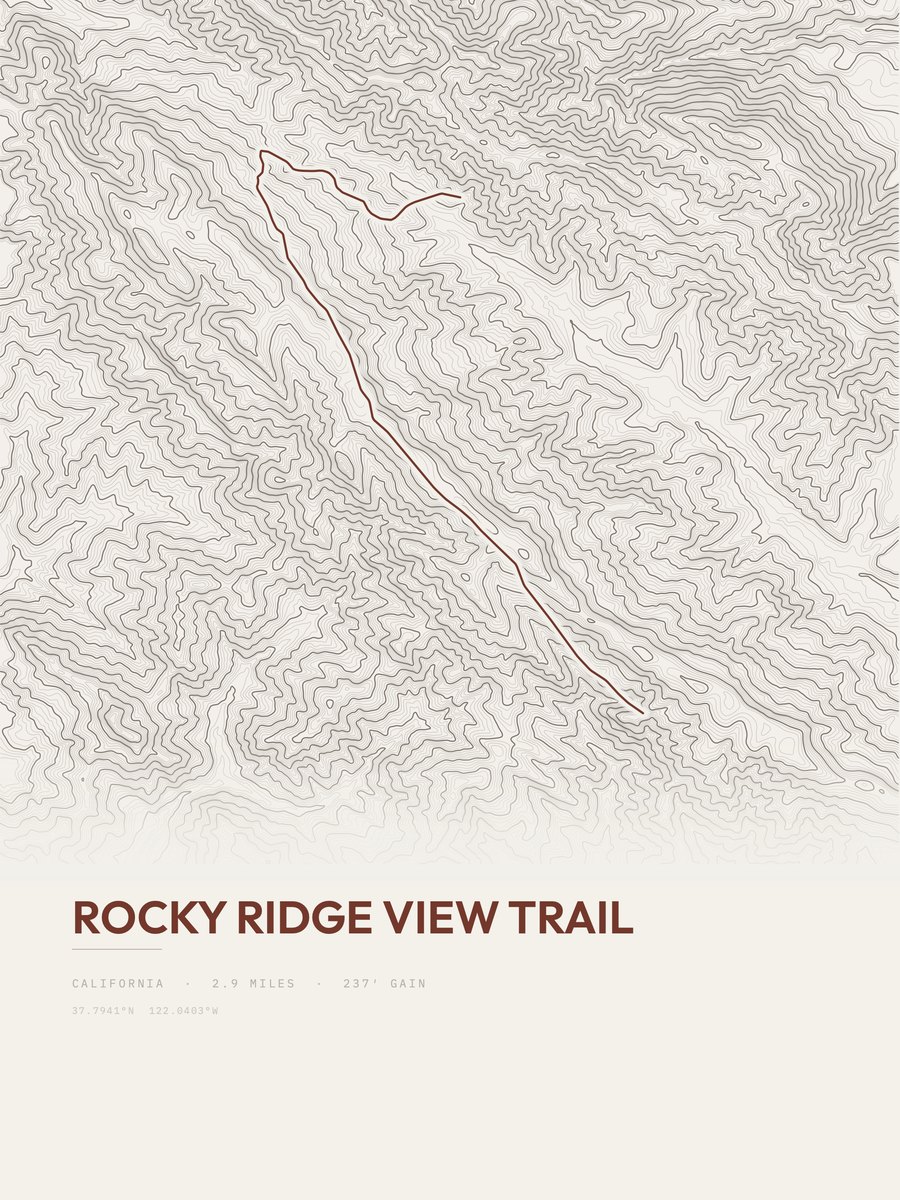 Rocky Ridge View Trail Topographic print