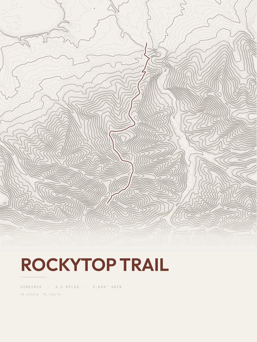 Rockytop Trail Topographic print