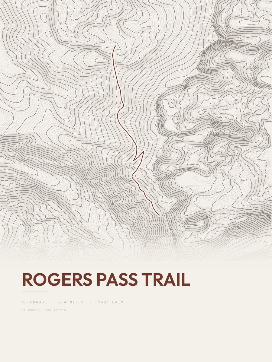Rogers Pass Trail Topographic print