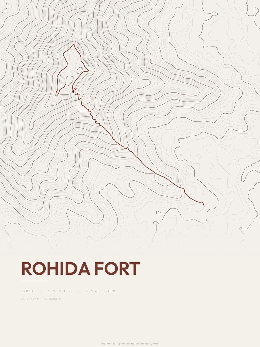Rohida Fort topographic trail print