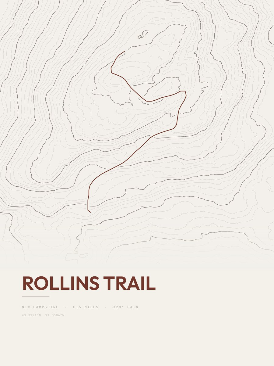 Rollins Trail Topographic print