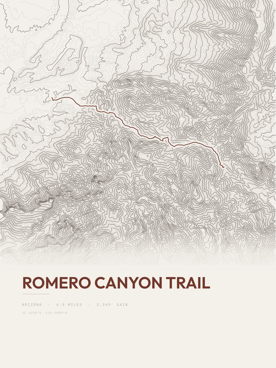 Romero Canyon Trail topographic trail print