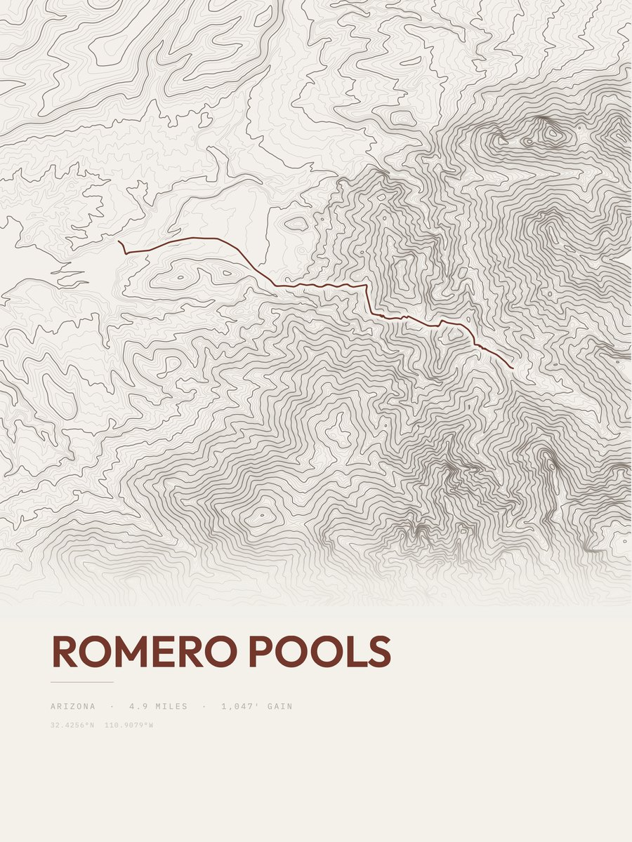 Romero Pools topographic trail print