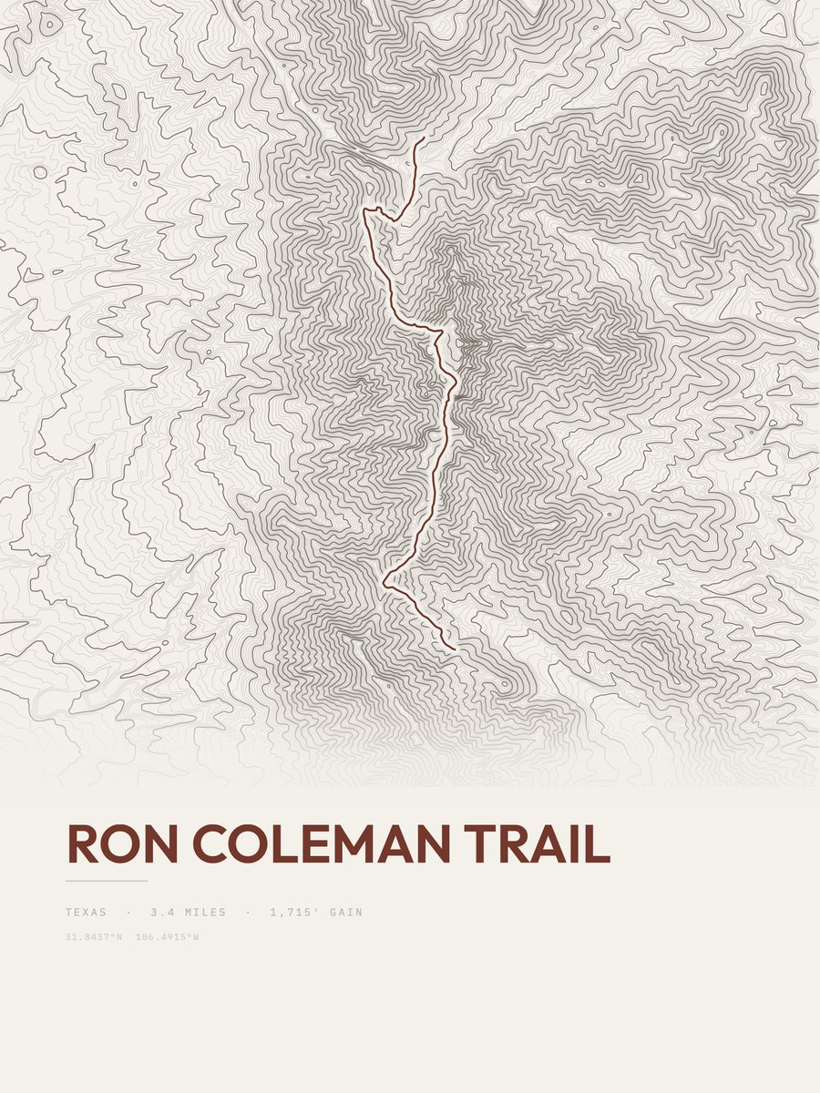Ron Coleman Trail Topographic print
