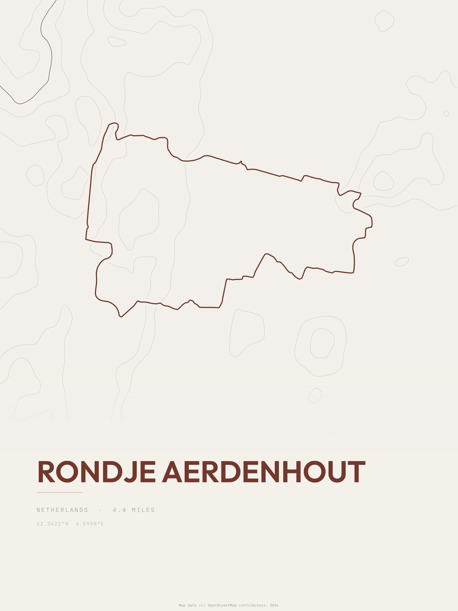 Rondje Aerdenhout topographic trail print