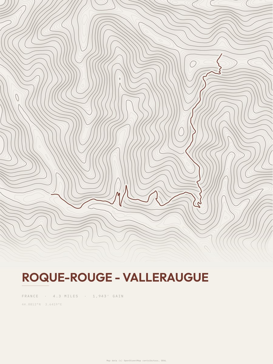 Roque-Rouge - Valleraugue Topographic print