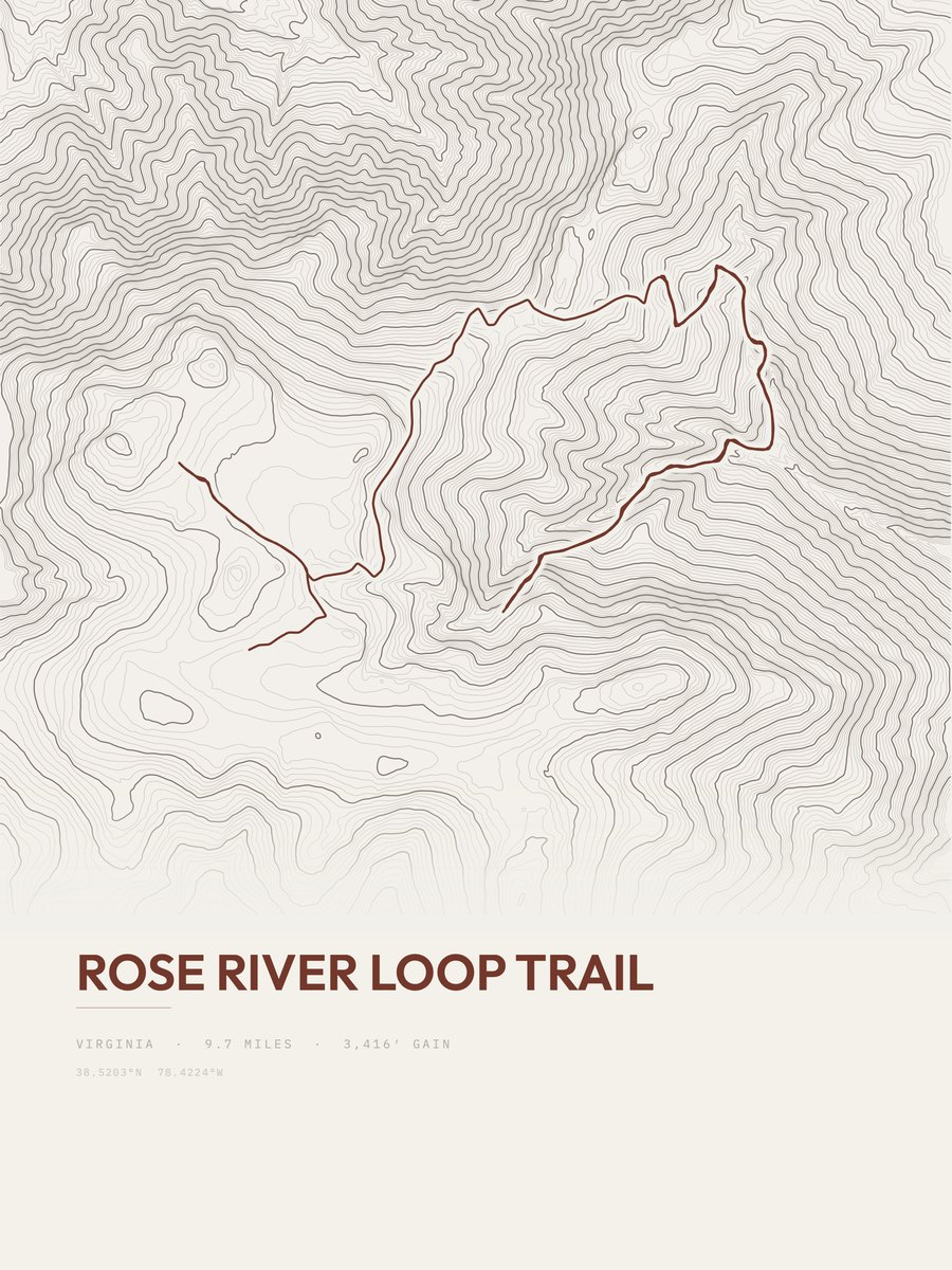 Rose River Loop Trail topographic trail print