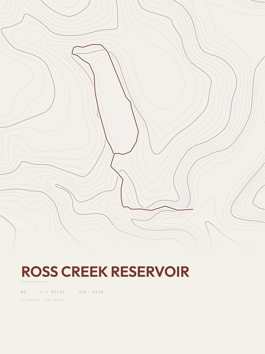 Ross Creek Reservoir topographic trail print