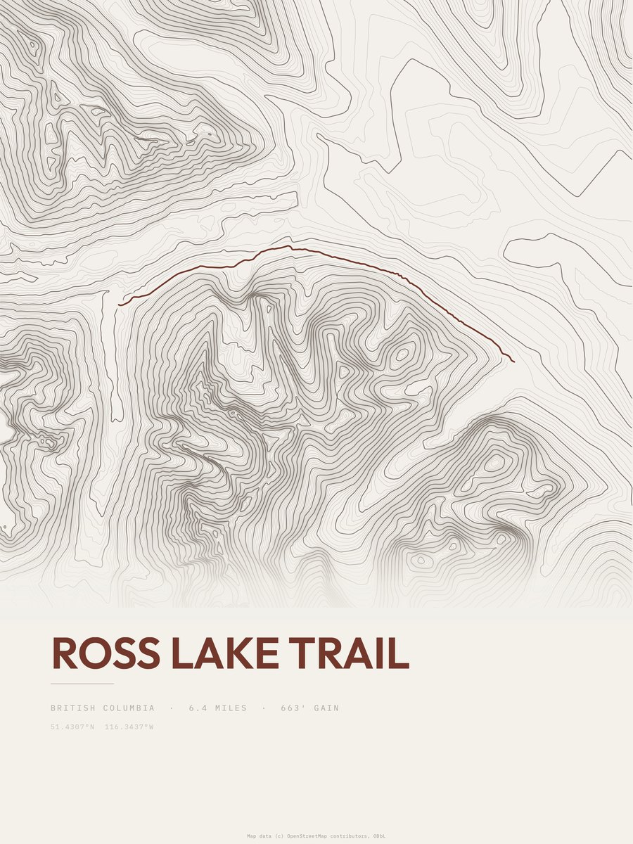 Ross Lake Trail Topographic print