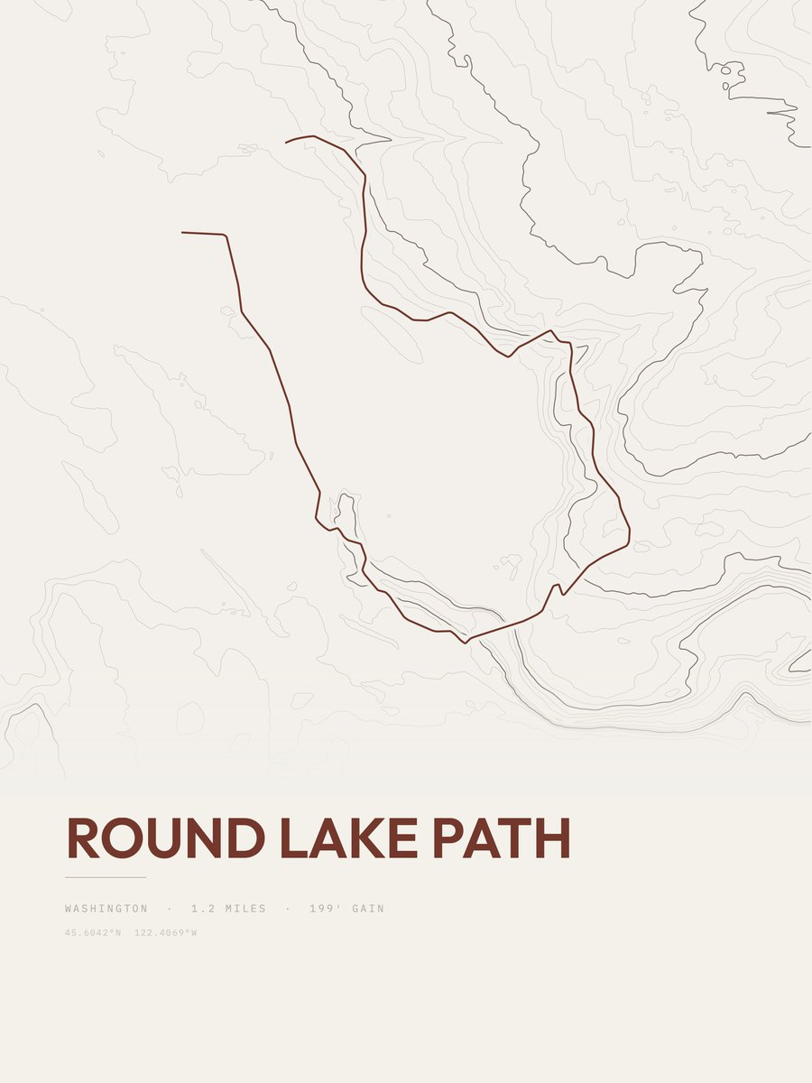 Round Lake Path topographic trail print