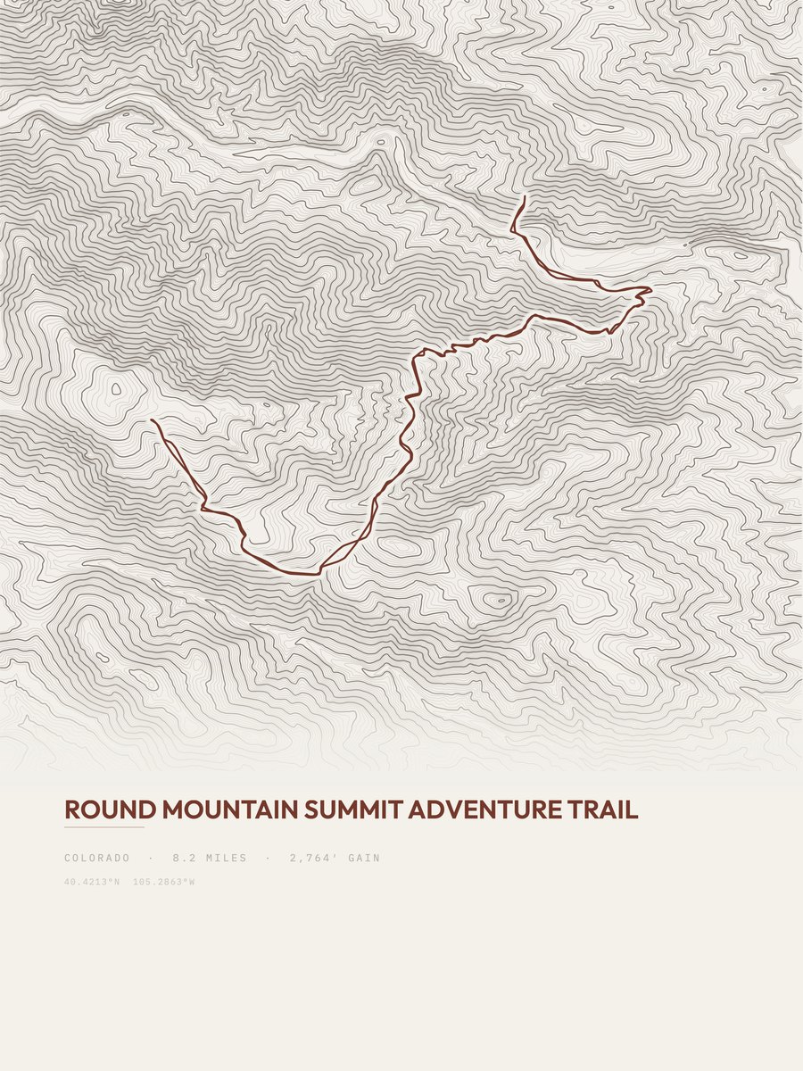 Round Mountain Topographic print