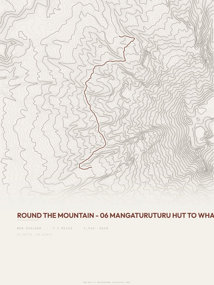 Round the Mountain topographic trail print
