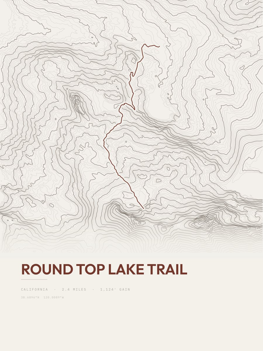 Round Top Lake Trail Topographic print