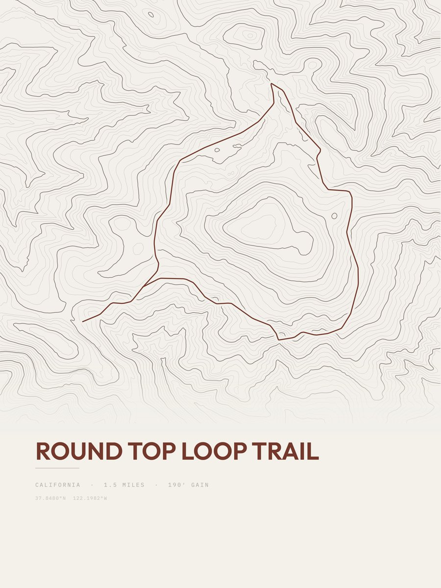 Round Top Loop Trail Topographic print