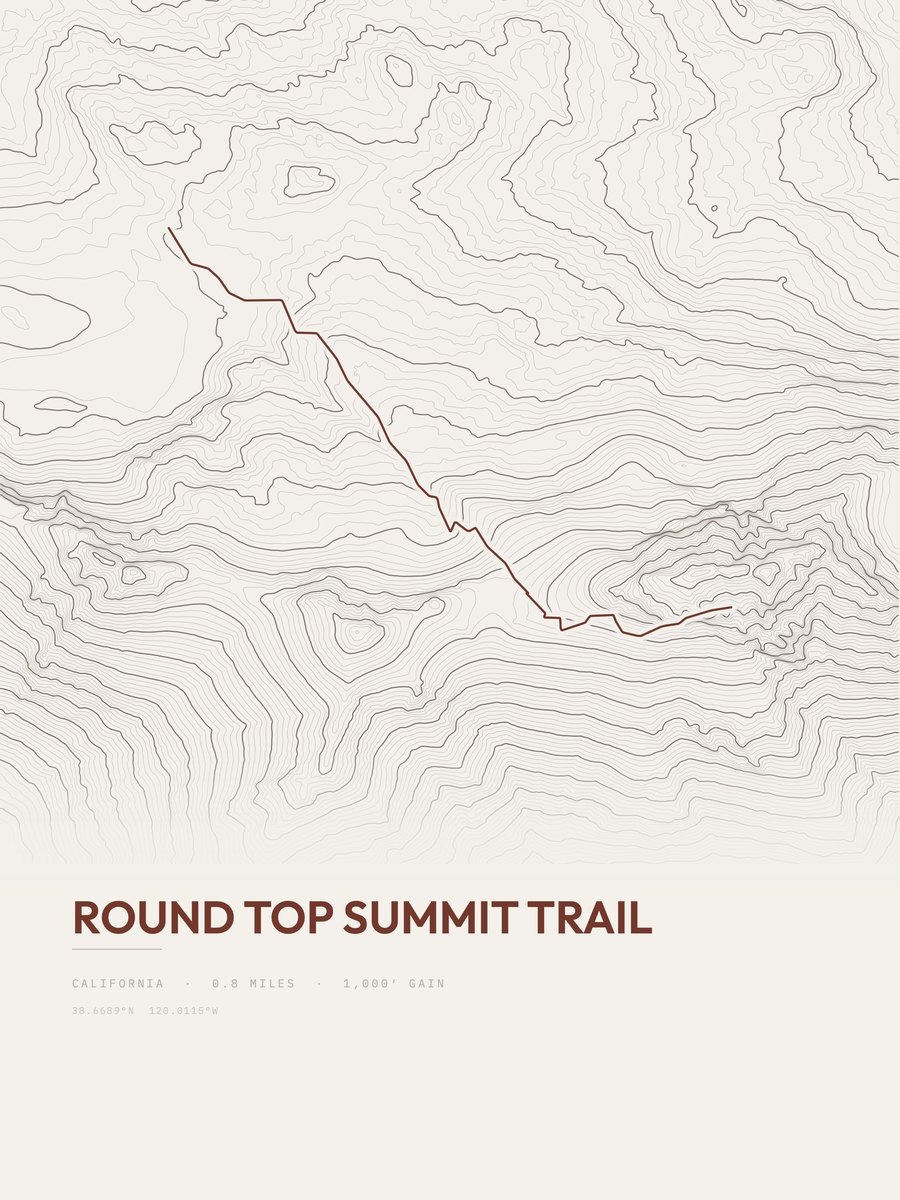 Round Top Summit Trail Topographic print