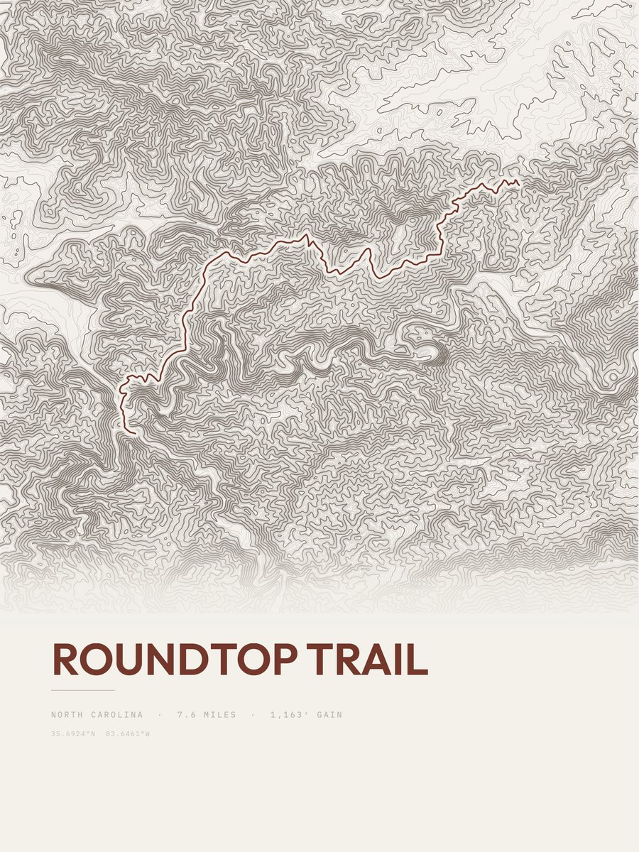 Roundtop Trail Topographic print