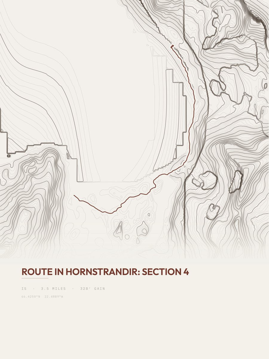 Route in Hornstrandir Topographic print