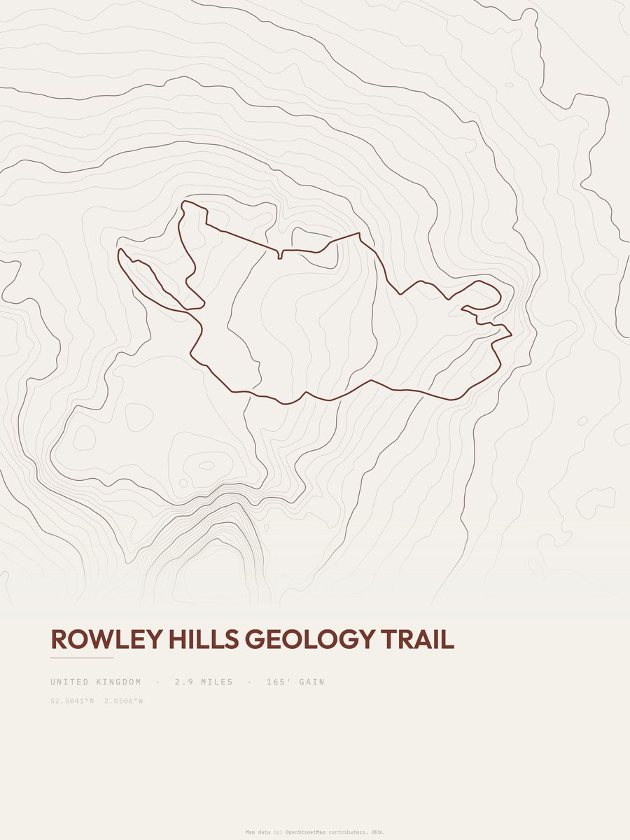 Rowley Hills Geology Trail Topographic print