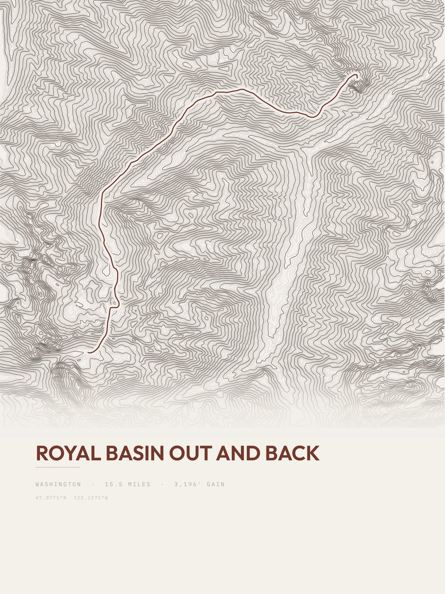 Royal Basin topographic trail print