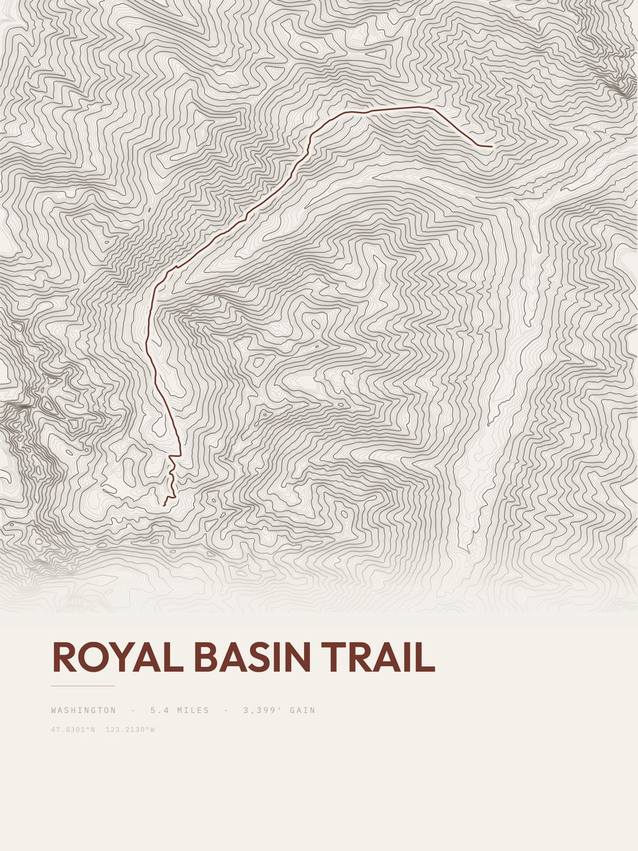 Royal Basin Trail Topographic print