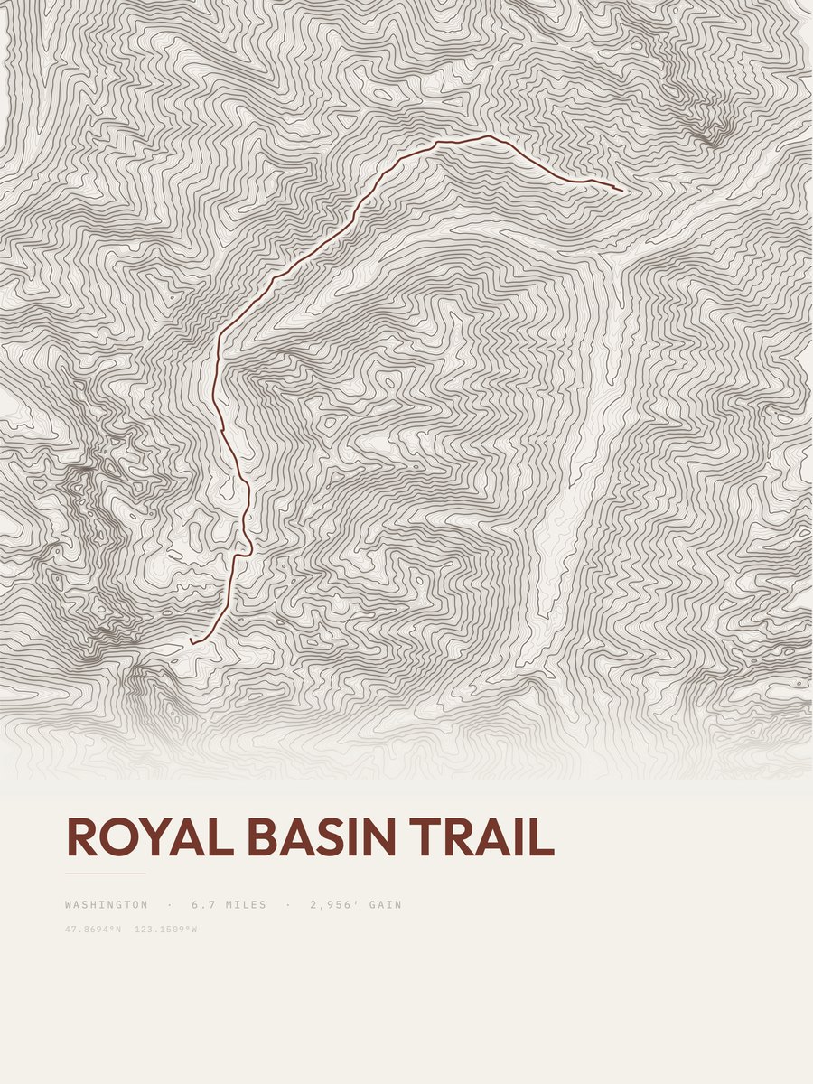 Royal Basin Trail Topographic print