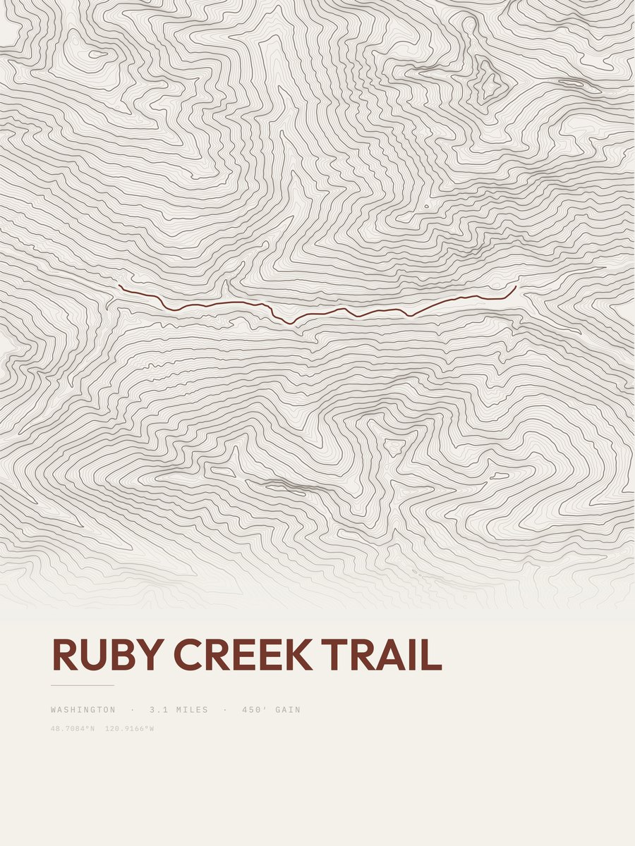 Ruby Creek Trail topographic trail print
