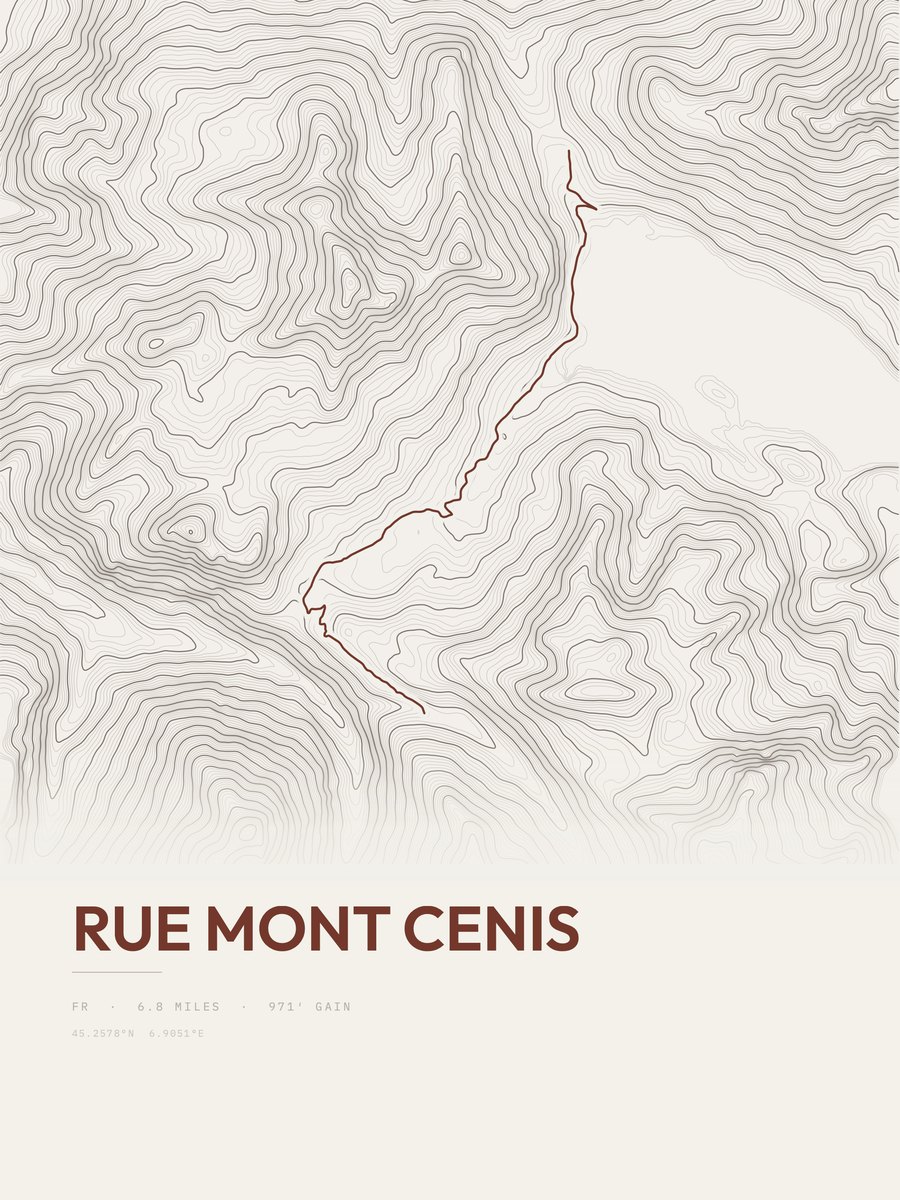 Rue Mont Cenis topographic trail print