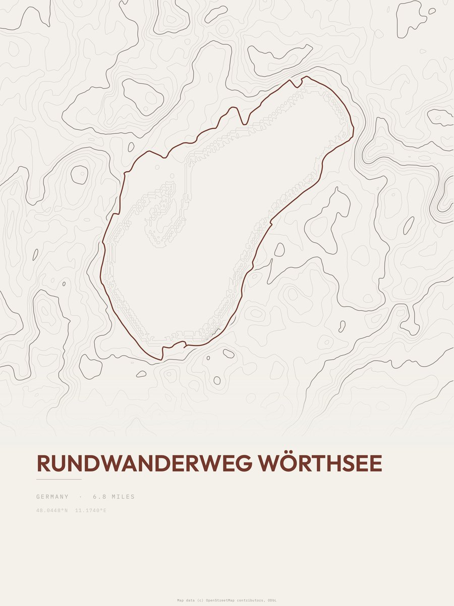 Rundwanderweg Wörthsee Topographic print