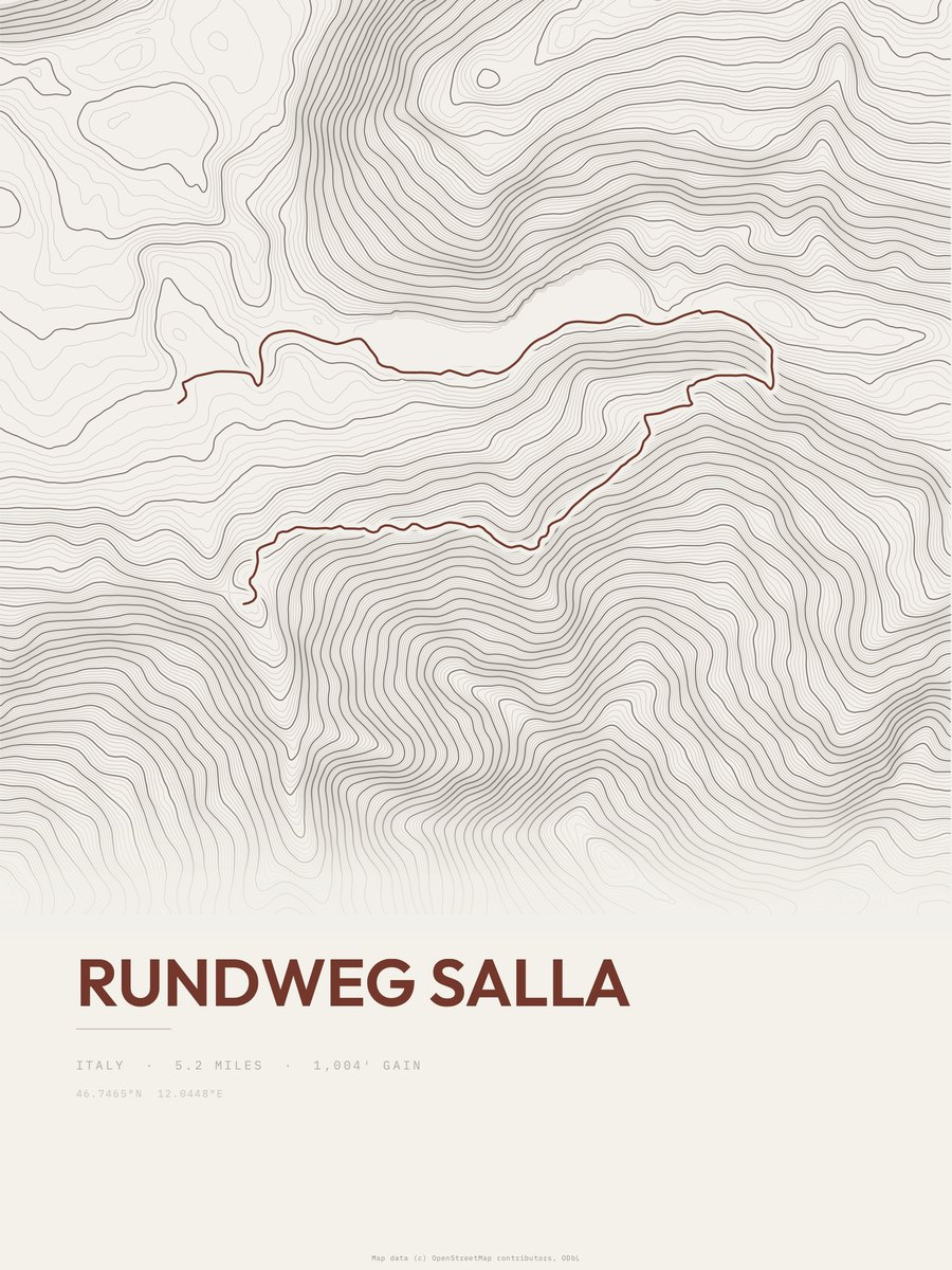 Rundweg Salla topographic trail print