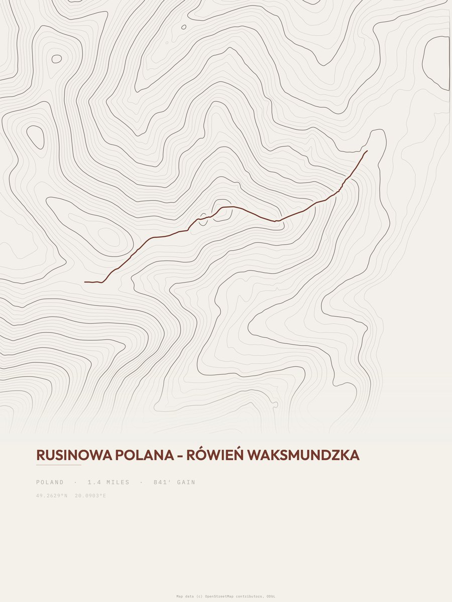 Rówień Waksmundzka Topographic print