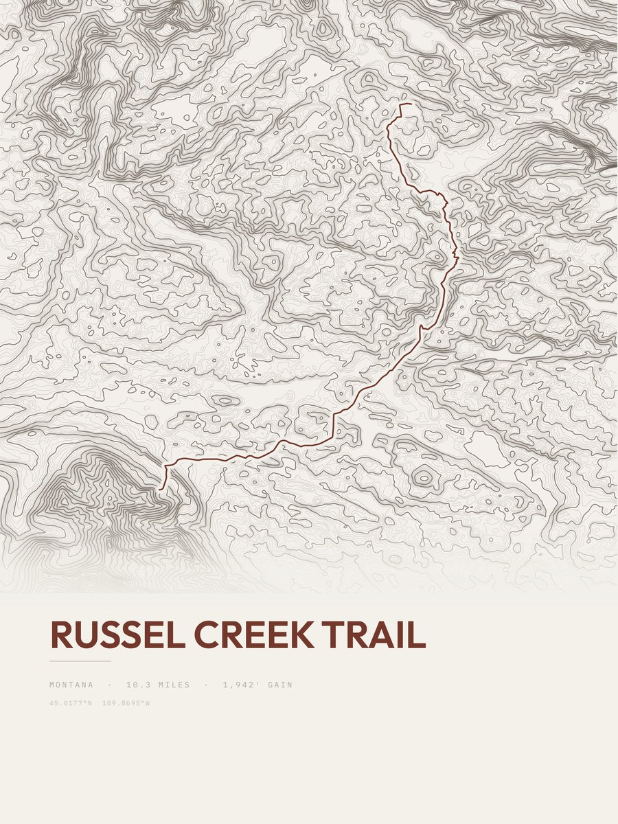 Russel Creek Trail Topographic print