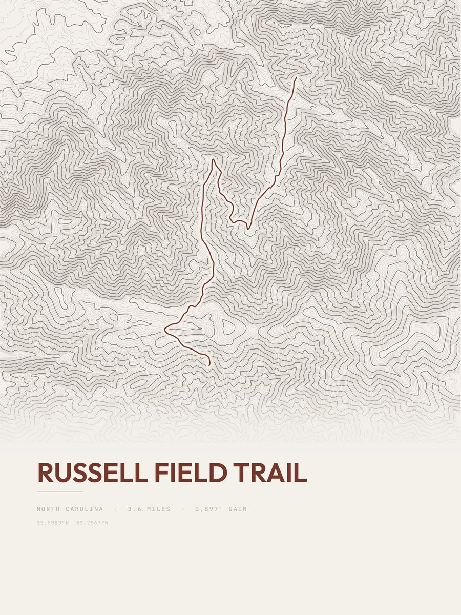 Russell Field Trail Topographic print