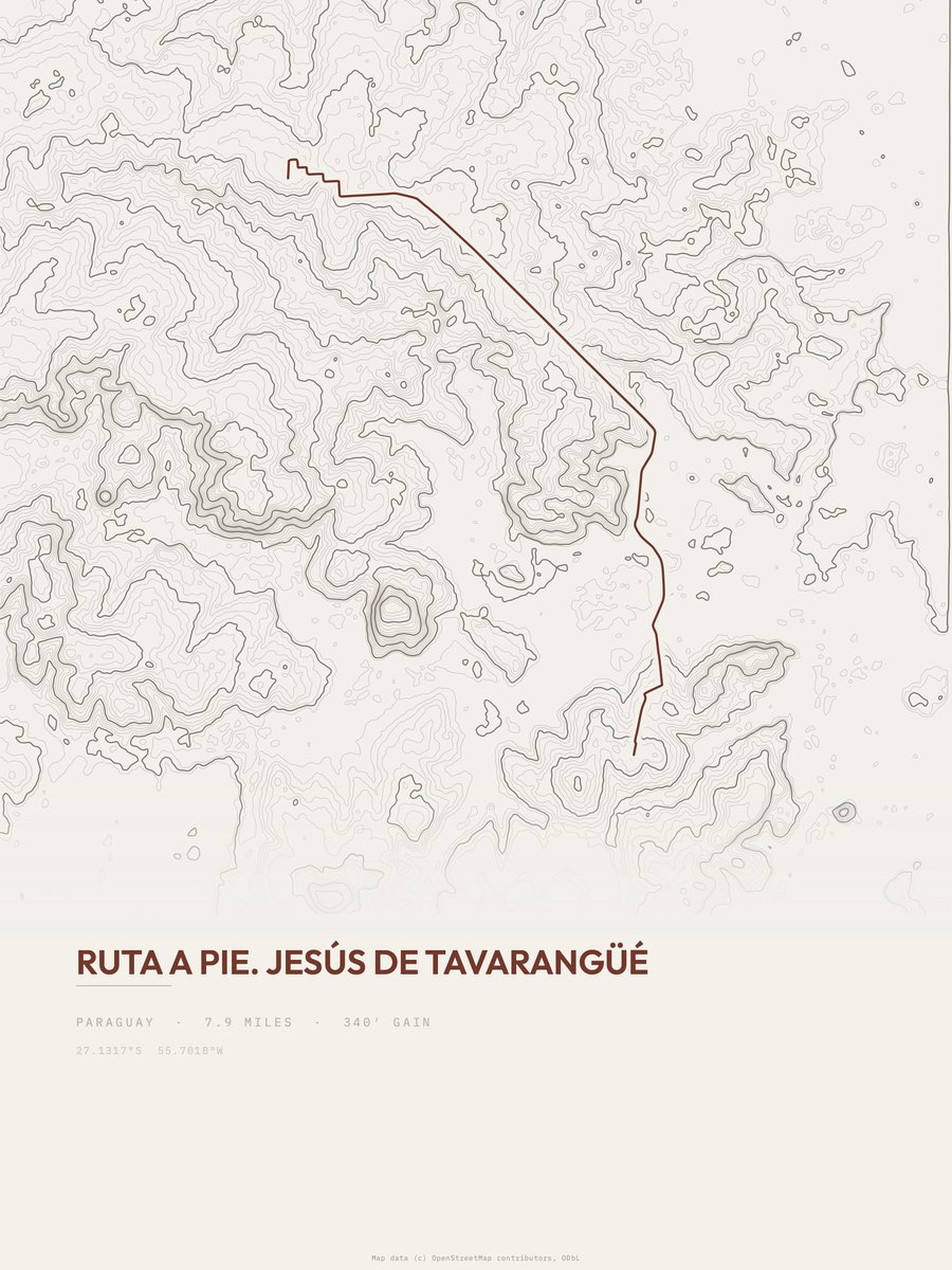 Ruta a pie. Jesús de Tavarangüé topographic trail print