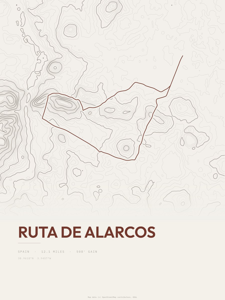 Ruta de Alarcos Topographic print