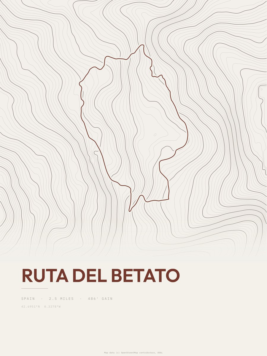 Ruta del Betato Topographic print