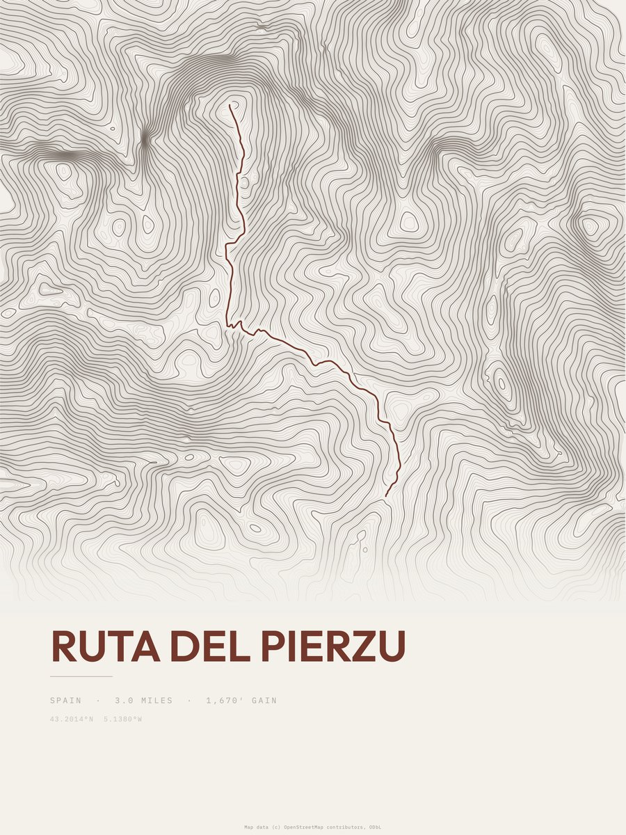 Ruta del Pierzu Topographic print