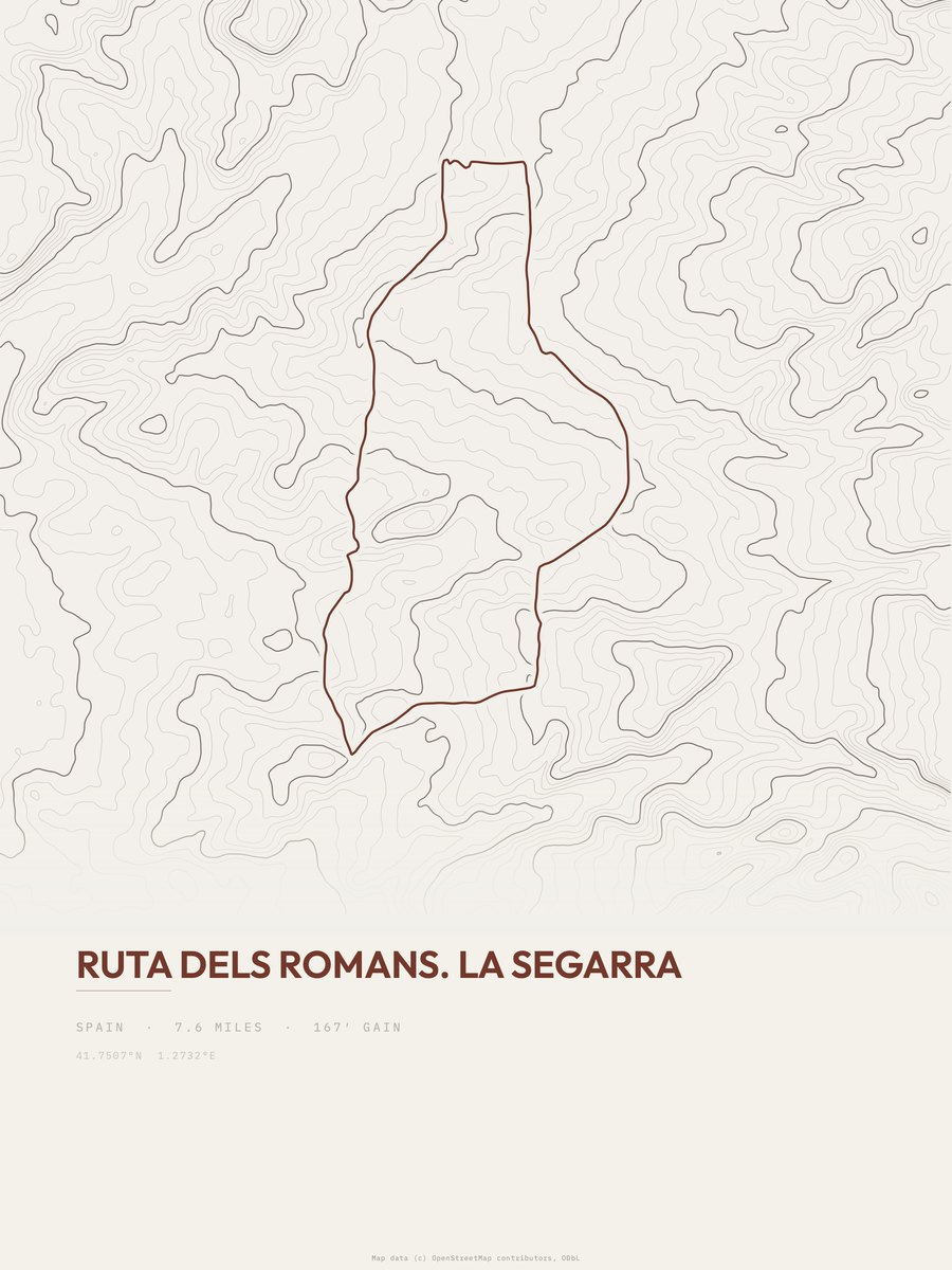 Ruta dels Romans topographic trail print
